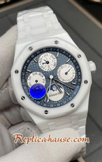 Audemars Piguet Royal Oak Perpetual Calendar White PVD Casing in Blue Dial Swiss APS Replica Watch 03