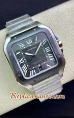 Cartier Santos De Black Dial 40mm Swiss GF Replica Watch 04