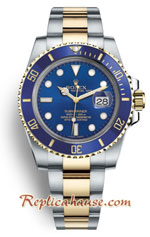 Rolex Submariner Two Tone Blue Dial Swiss Edition Replica Watch 1