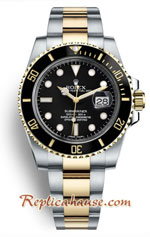 Rolex Submariner Two Tone Black Dial Swiss Edition Replica Watch 2