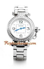 Cartier De Pasha Diamond Ladies Swiss Replica Watch 05