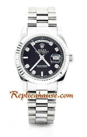 Rolex Day Date Silver Swiss Watch 13