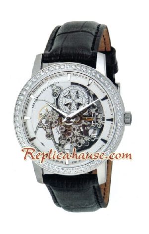 Vacheron Constantin Skeleton Automatic Diamond Markers with Silver Case-Leather Strap 2012 Replica Watch 05