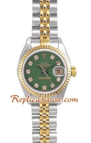 Rolex Datejust Green Lady-Sized two tone Ladies - 01