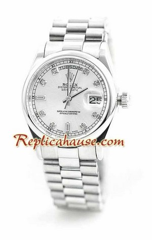 Rolex Day Date Silver Swiss Watch 1