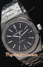 Audemars Piguet Royal Oak Black Dial Steel Strap Swiss Watch 26
