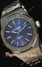 Audemars Piguet Royal Oak Blue Dial Steel Strap Swiss Watch 25