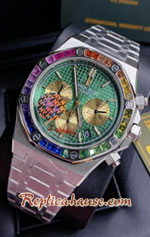 Audemars Piguet Royal Oak Rainbow Diamond Green Dial 42mm Replica Watch 12