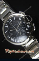 Cartier De Ballon Chronograph Black Dial Swiss Replica Watch 08