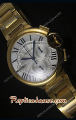 Cartier De Ballon Chronograph Gold Swiss Replica Watch 06