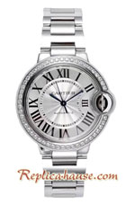 Cartier De Ballon Diamond Stainless Steel Casing Ladies 33MM Swiss AF Replica Watch 02