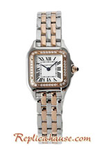 Cartier Panthere Diamond Two Tone Rose Gold Casing Ladies 22MM Swiss BVF Replica Watch 04