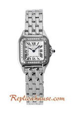Cartier Panthere Diamond Stainless Steel Casing Ladies 22MM Swiss BVF Replica Watch 03