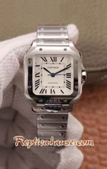 Cartier Santos 100 Stainless Steel Ladies 27MM Swiss BV Replica Watch 01