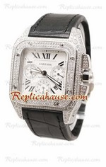 Cartier Santos 100 Diamond Swiss Replica Watch 20