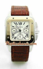 Cartier Santos 100 Chronograph Two Tone Swiss Replica Watch 02