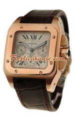 Cartier Santos 100 Rose Gold Chronograph Swiss Replica Watch 5