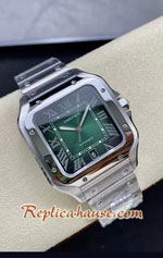 Cartier Santos De Green Dial 40mm Swiss BV Replica Watch 05