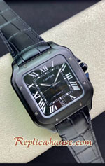 Cartier Santos De PVD Black Dial 40mm Swiss GF Replica Watch 03