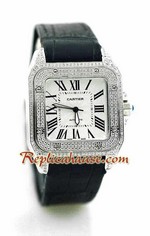 Cartier Santos 100 Diamond Swiss Replica Watch 04