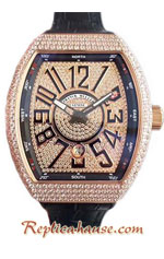 Franck Muller Vanguard Gold Diamonds Swiss Replica Watch 05