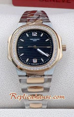 Patek Ladies Diamond 2K Black Dial 32mm Replica Watch 07