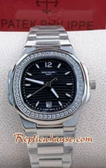 Patek Ladies Diamond Black Dial 32mm Replica Watch 01