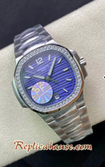 Patek Philippe Nautilus 7118-/1A-010 Blue Dial Ladies Swiss PF Replica Watch 02