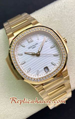 Patek Philippe Nautilus Gold 7118/1200R-001 White Dial Ladies Swiss 3KF Replica Watch 03