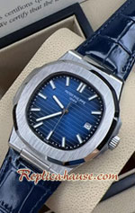 Patek Nautilus 5711 Blue Dial Leather Strap 40mm Replica Watch 09