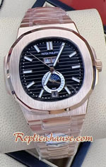 Patek Nautilus Moon 5726 Rose Gold Black Dial 40mm Replica Watch 13
