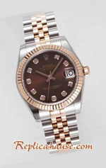 Rolex Datejust Rose Gold 31MM Brown Dial Swiss EW Replica Watch 03
