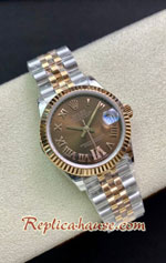Rolex Datejust Rose Gold 31MM Brown Dial Roman Swiss EW Replica Watch 01