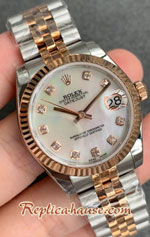 Rolex Datejust Rose Gold 31MM White Dial Swiss EW Replica Watch 04