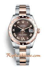 Rolex DateJust Gold Two Tone Chocolate Dial Swiss  Replica Watch 02