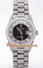 Rolex Replica Day Date Silver - Diamond 5