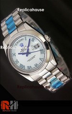 Rolex Replica Day Date II Silver Swiss Watch - 41MM 04
