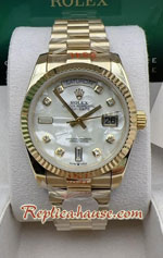 Rolex Day Date Gold Pearl White Dial 36mm Replica Watch 14