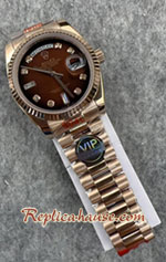 Rolex Day Date Rose Gold Brown Dial 36mm Replica Watch 19