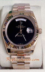 Rolex Day Date II Rose Gold Black Dial 41mm Replica Watch 09