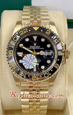 Rolex GMT Gold Black Dial Jubilee 40mm Replica Watch 10