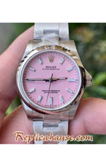 Rolex Oyster Perpetual Pink Dial 31MM Swiss Replica Watch 02