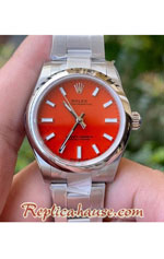 Rolex Oyster Perpetual Red Dial 31MM Swiss Replica Watch 03