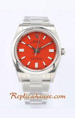 Rolex Oyster Perpetual Red Dial 36MM Swiss Replica Watch 04