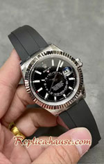 Rolex Sky Dweller Black Dial Rubble 42mm Swiss Replica Watch 02