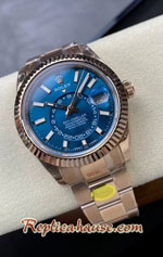 Rolex Sky Dweller Rose Gold Blue Dial 42mm Noob Swiss Replica Watch 05