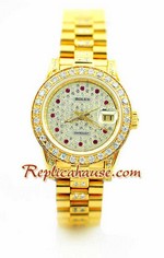 Rolex Replica Datejust Ladies Gold - Diamonds Dial Watch 1