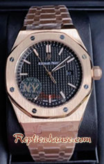 Audemars Piguet Rose Gold Black Dial 42mm Replica Watch 03