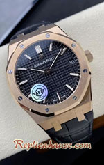 Audemars Piguet Royal Oak Rose Gold Black Dial 41MM Swiss APS V2 Replica Watch 03