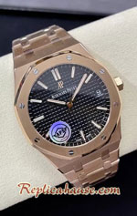 Audemars Piguet Royal Oak Rose Gold Black Dial 41MM Swiss APS V2 Replica Watch 02